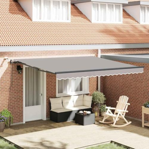 Tenda da sole a morsetto con braccio snodato, tenda da sole retrattile con tessuto grigio chiaro, 400 x 300 cm, per terrazze, balcone, facile da montare senza forare, versatile