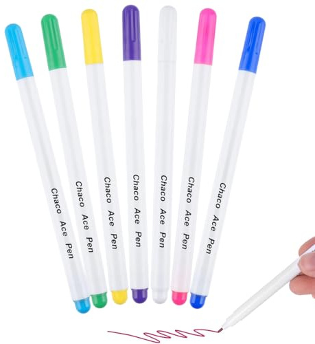 BCHKO 7 Stück Selbstlöschend & Wasserlöslich Stoffmarkierstift, Schneiderkreide Trickmarker Nähen, Zubehör für Kleidungsstücken, Schneiderei und Handarbeiten (7 Farben)