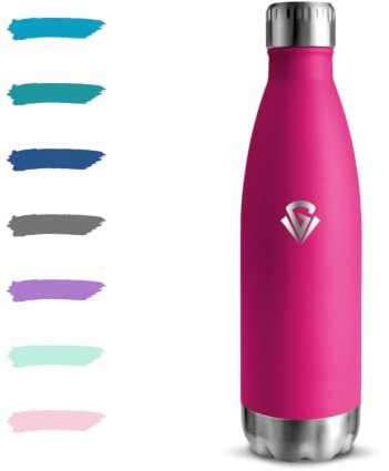 Motswedi Borraccia, 500 ml Senza BPA, Borraccia Termica, a Doppia Parete Anti-perdite, Bottiglia Termica, Acciaio Inox 18/8, Borracce, Rosso rosa