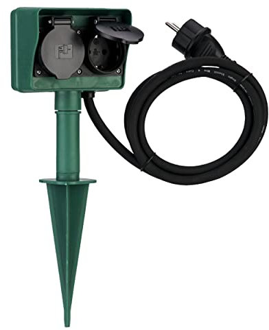 REV Ritter 0595004555 - Presa elettrica doppia con innesto per terreno, 1,4 m