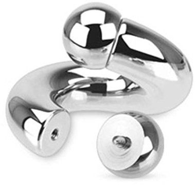 Paula & Fritz® Expander Taper Twist-er Silber 5-mm Stark 12-mm Lang 8-mm Kugel Chirurgenstahl 316L Piercing Ohr-Schmuck Ohr-Tunnel Damen Herren Dehnen
