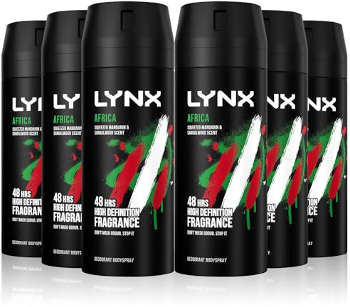Lynx Africa the G.O.A.T. of fragrance Aerosol Bodyspray 48 hours of odour-busting zinc tech deodorant to finish your style 6x 150 ml