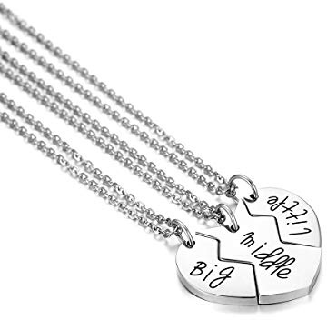 JewelryWe Schmuck 2/3 PCS BFF Ketten Freundschaftsketten Beste Freunde/Paare Halskette mit Edelstahl Mond Runde/Herz Anhänger Geschenk für Pärchen Freunde Familien Schwester
