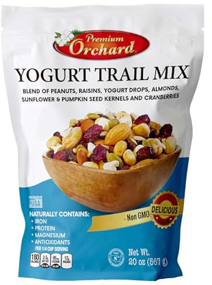 YOGURT TRAIL MIX BY PREMIUM ORCHARD - Seeds, Yogurt, Fruit and Nuts Mix - Trail Mix Bulk Blend of Mixed Nuts & Dried Fruit - Healthy Snacks, High Plant Protein, Non-GMO, 20z