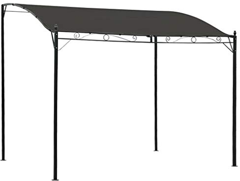 Tidyard Grillpavillon Pavillon Terassenüberdachung Dach BBQ-Pavillon Flammschutzdach 3 x 2,5 m,Anthrazitgrau und Schwarz,Stahl, Stoff (100% Polyester)