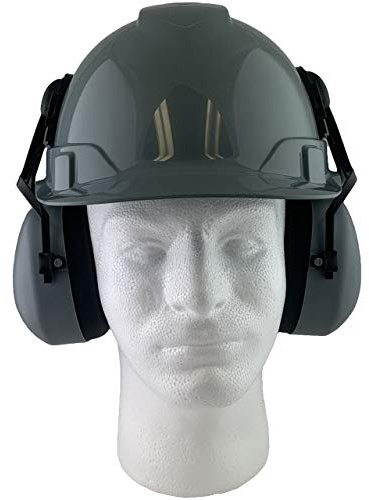 Ridgeline Cap Style Safety Helmet with Earmuff Attachment Included - Gray Hard Hat