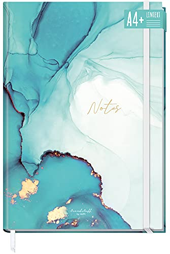 paper&you® Notizbuch liniert A4+ mit Gummiband Smaragd Gold 156 Seiten, 78 Blatt - liniertes Notebook, Journal, Skizzenbuch, Tagebuch - nachhaltig & klimafreundlich