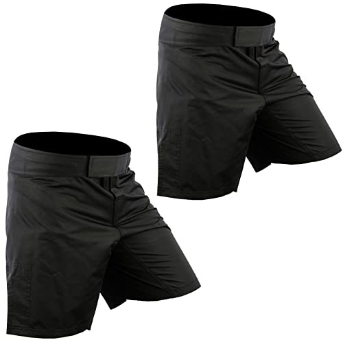 Roar 2,3 Pack MMA Grappling Kickboxing BJJ Shorts MMA Muay Thai Fight Shorts No Gi Workout Athletic Shorts (Black # 2 (Pack of 2), Medium)