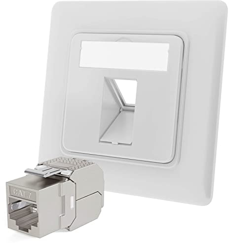 HB-DIGITAL réseau 1 port CAT 7 Keystone max. 10 Gbit/s - Prise encastrée RJ45 STP blindée - Prise de données LAN - Blanc