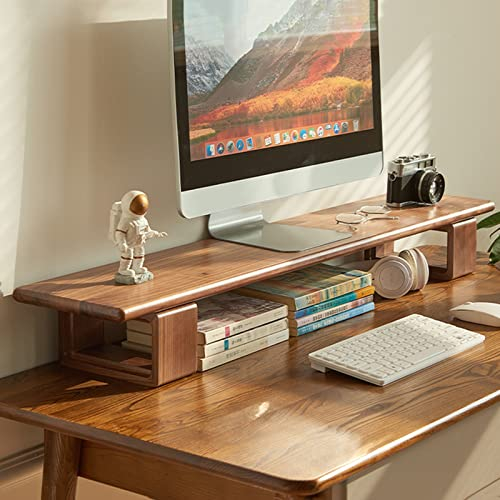 ZYFAB Legno Supporto per Monitor Alzata, Computer Supporto da Tavolo Supporto da scrivania Legno Monitor Riser per PC TV Schermo Notebook Laptop,Marrone,80 * 20cm