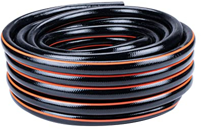 BLACK+DECKER Tubo da giardino, 25 metri, diametro 13 mm, resistente PVC, irrigazione da giardino, lavaggio auto, riempimento piscina, adatto per ogni rubinetto standard, colore nero/arancione