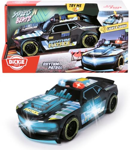 Dickie Toys Rhythm Patrol Polizei Spielzeug mit Lichtwechsel & Musik (20 cm) - Streets N BEATZ Spielzeugauto mit Friktionsmotor, Auto Spielzeug inkl. Batterien für Kinder ab 3 Jahren - 203763008