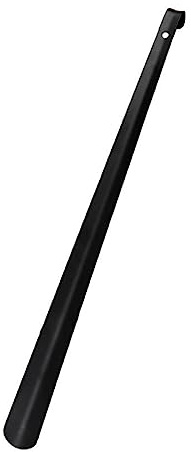 Bayli 80 cm skohorn av rostfritt stål, skohorn extra lång i svart, skodragstöd metall, stabilt utförande, snygg metallskosked för stövlar, svart