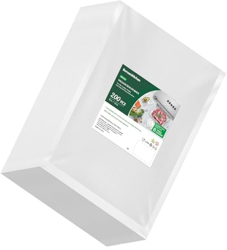 Bonsenkitchen Precut Vacuum Sealer Bags 200 Quart 8 x 12, BPA Free, Commercial Grade Textured Food Vacuum Sealer Bag, Thick Embossed Bags for Storage and Sous Vide Cooking VB3208