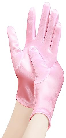 EORUBE 1920s Handschuhe für Damen Handgelenklange Kurze | Satin Handschuhe Party Fasching Kostüm Handschuhe (Schwarz)