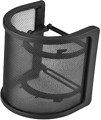 SUPVOX Mic Shield and Protects Microphone from Spit U-shaped Double Layer Microphone Filter in Black, Plastic and Metal Material, Prevents Breath Interference for Recording