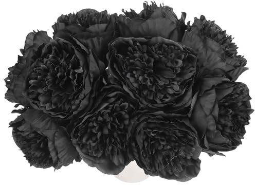 QUARKZMAN Têtes De Fleurs Artificielles, Plantes en Soie À Feuilles De Pivoine, Fleurs De Fausses Hortensias Noires pour L'Artisanat DIY, Décoration De Mariage Et De Fête, Lot de 10
