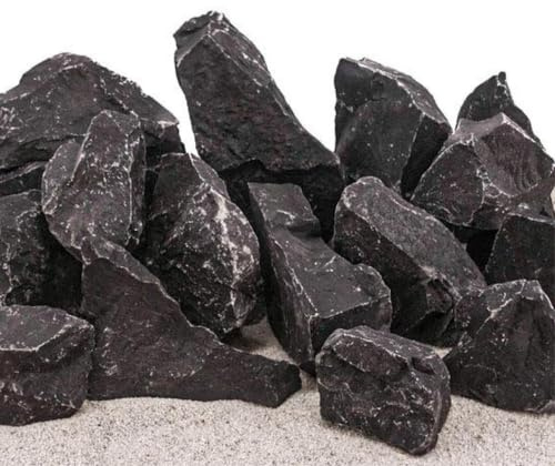 AquaOne Aquarium Steine Schwarzer Felsen I Natursteine 10 kg Mix Größe S bis L I Aquascaping Gestein Schwarz Dekoration Terrarium Nanobecken Landschaft Deko