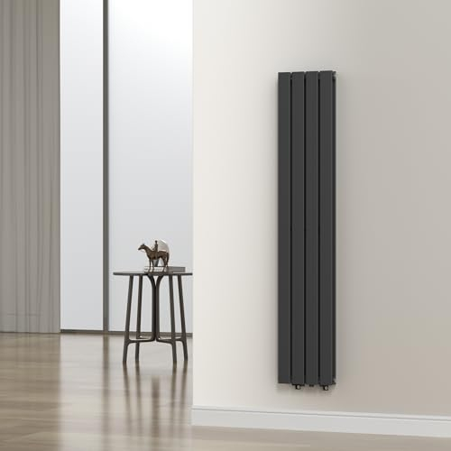 [neu.haus] Radiadores de Panel Doble Capa Radiador de Diseño Plano Calefactor de Baño Salón de Agua Caliente de Pared Conexión Inferior Central 1006W Acero 160 x 30 cm - Negro