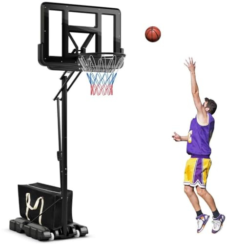 SPOTRAVEL 245-305cm Basketball Hoop Stand, Portable Basketball Stand