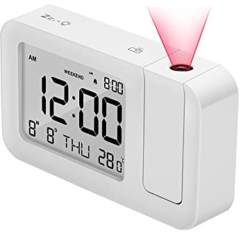 FAYAIALO Projection Alarm Clock,Digital Clock with Backlight Display,Show Date Week Temperature,12/24H,Clear Projection Multi-Function Convenient and Accurate for Bedroom