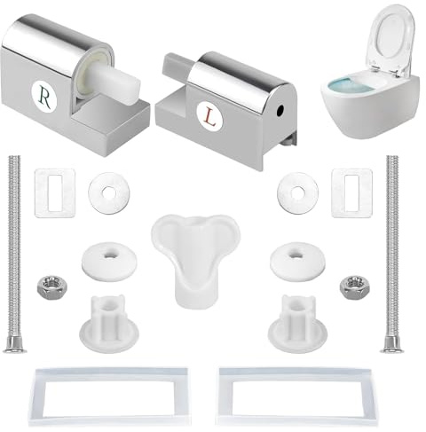 Homefantasy Charnières de Siège de Toilette,Charniere Abattant WC,Fixation Abattant WC,Fixation Universelle pour Siège de WC,Charnières Métalliques pour Sièges de Toilette Fixes à Installer