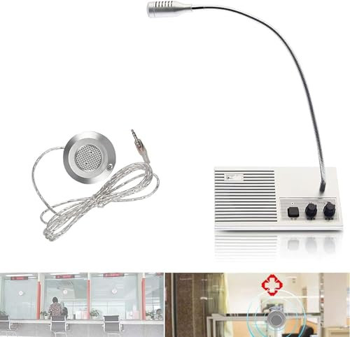 HACSYP Fenster-Gegensprechanlage mit Außenlautsprecher – Glasmikrofon, Zwei-Wege-Kommunikations-Gegensprechanlage, for Bank, Theke, Geschäft, Restaurant
