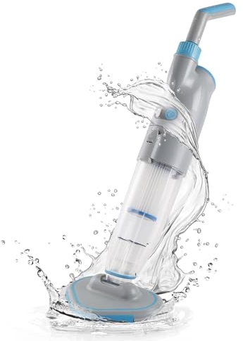 PoolCent Aspirapolvere portatile senza fili per piscina, ricaricabile con modalità di pulizia a 2 velocità, aspirazione 19 GPM, doppio sistema di filtraggio, tempo di esecuzione di 60 minuti, perfetto