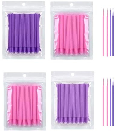 Micro Applikatoren Pinsel,400 PCS Microbürsten Wimpernbürste Kopf Biegbare Ultrafeine Microbrush Minipinsel Wimpernverlängerung Zubehör für Make-Up Dental und Oral