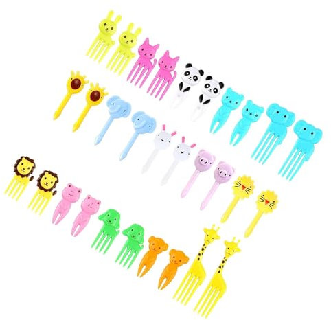 30 Stück Mini Cartoon Bento Obstgabeln Zahnstocher FüR Kinder Food Kuchen Picks Bento ZubehöR SüßE Mini spieße Zahnstocher Erwachsene Dessert Obst