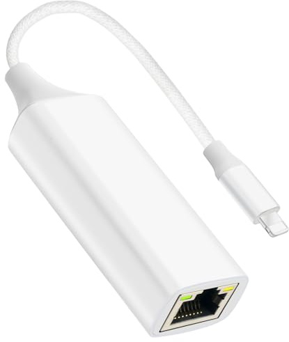 Junsky [MFi Certified] Lightning to Ethernet Adapter, 100Mbps Lightning to RJ45 Ethernet LAN Network Adapter, Compatible for i-Phone 14/13/12/11/i-Pad/i-Pod, Plug and Play (Non-POE)