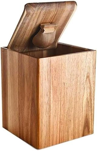 ZJFJMBD Récipient de Stockage de Riz en Bois avec Tasse à mesurer, Distributeur de Riz pour récipient à Grains, Boîte de céréales pour Aliments secs, Seau scellé pour la Maison et la Cuisine