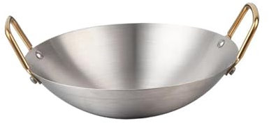 KESOTO Sartén Wok de Acero Inoxidable para Saltear Y Guisar Verduras Y Carne, 26cm