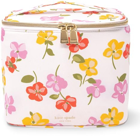 kate spade new york, Insulated Lunch Bag, Small Thermal Lunch Bag, Cute Lunch Bag for Women, Striped Cooler Bag with Double Zipper Closure and Carrying Handle (Spring Daisies)