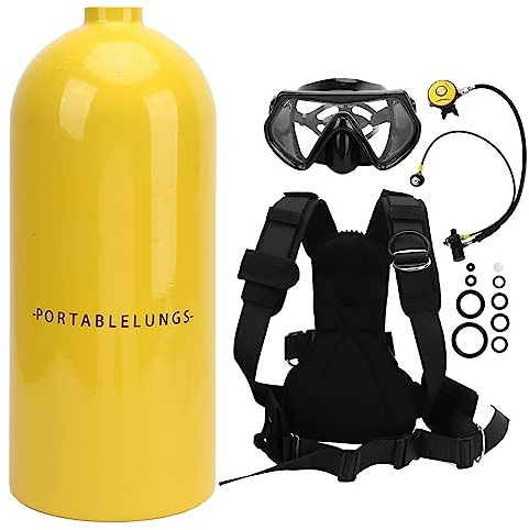 XUXHOU Kit de Bouteille de plongée, 3 L, 30 à 50 Minutes de Respiration, Bouteille d'oxygène de plongée, kit de Respiration sous-Marine pour l'exploration sous-Marine (Yellow)