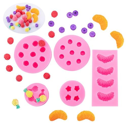 7-Piece Silicone Mould Set for Chocolate, Candles & More - Fruit, 3D ice Cream Scoop & Jelly Moulds - Ideal for DIY Cakes, Cupcake Toppers & soap