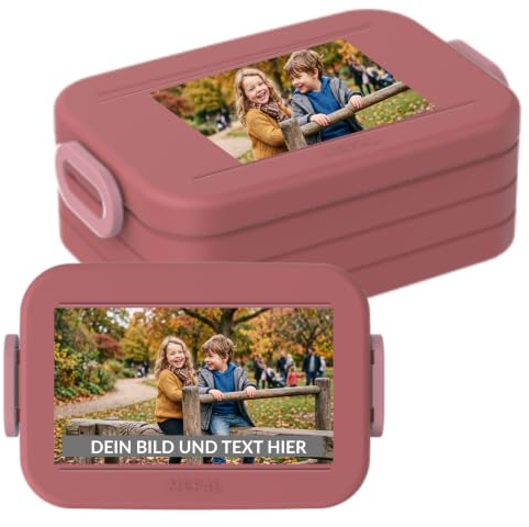 Mepal Brotdose mit Namen To Go - Personalisierte Lunchbox - Geeignet für bis zu 4 Butterbrote - Brotbox Erwachsene - BPA-frei & Spülmaschinenfest - 900 ml - Midi - Vivid mauve