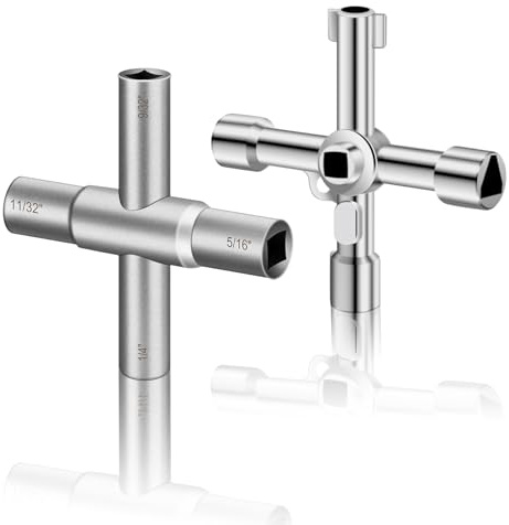 4 Voies Clé Multifonction,Croisée Multifonction clé carrée universelle | Lot de 2 pour Armoires Électriques, Vannes, Compteurs d'Eau, Gaz et Électricité etc