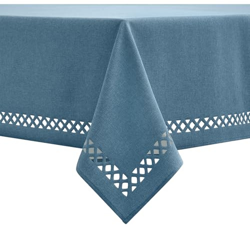 MIULEE Leinen Optik Tischdecke Steinblau Tischdecken 100x140cm Abwaschbar Lotuseffekt Eckig Rechteckig Tischtuch Polyester Wasserabweisend Tischwäsche Abwischbare Tafeldecke für Party Küche