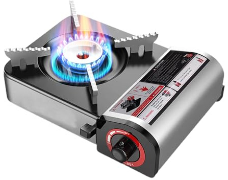 Hornillo De Ga s Portátil, Compacto De Camping De Transporte, Cocina De Exterior Ajustable Continuamente Con Encendido Piezoeléctrico Automático Para Camping, Senderismo, Desayuno Rápido Y Emergencia