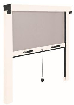Mosquitera enrollable con marco 140x140cm fabricada en fibra de vidrio y aluminio color blanco y negro