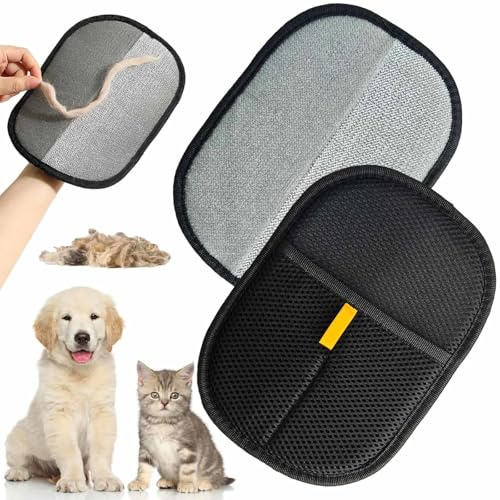 Double-Sided Pet Grooming Gloves, 2 Pezzi Pet Hair Remover, Guanti Statici per Rimozione dei Peli Animali Domestici, Guanti per la Cura del Pelo riutilizzabili, per Cani e Gatti a Pelo Lungo e Corto