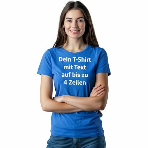 Kiwistar T-Shirt Damen - royal - M - personalisierbar mit Wunschtext - selbst gestalten für Frauen - individuell Bedruckt - personalisierte Geschenke für Freizeit, Sport, Geburtstag