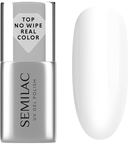 Semilac UV Nagellack Top No Wipe Real Color 7 ml – Farbschutz, Hochglanz-Finish, Ohne Dispersionsschicht – Für UV-Hybrid- & Gel-Nägel