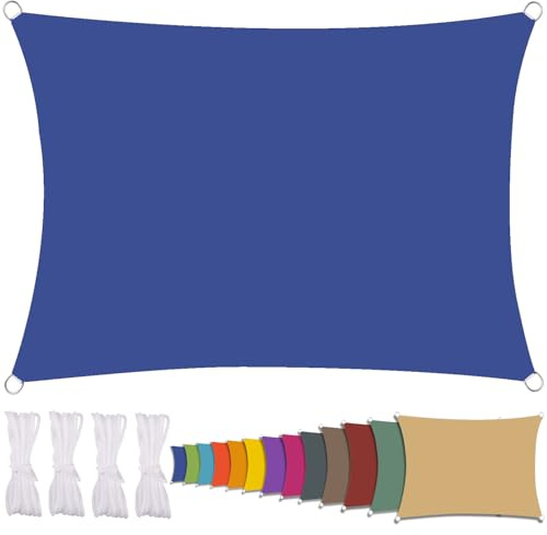 Vela parasole triangolare impermeabile, blocco UV al 95%, baldacchino da esterno per giardino, patio, terrazza, 3,6 x 3,6 m, blu, ideale per soluzioni ombreggianti da cortile