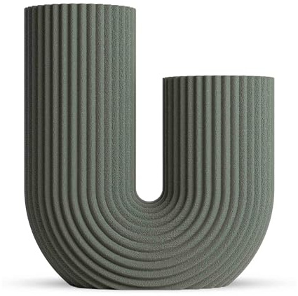 ebenkunst Arora Vase - Pampasgras Deko, Blumenvase Modern, Tischdeko Vase, Designer Vasen - Made in Germany aus Bio PLA (Grün)