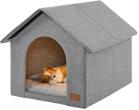 Isoliertes Hundehaus für den Außenbereich, mit warmer Matte und erhöhten Füßen, wetterfestes Welpenhaus, Hundebett für kleine Hunde und Katzen, maximale Haustiergröße 40 x 29 cm