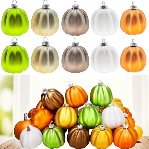 10 Stück Kürbis Anhänger Herbst Hängedeko Herbst Kürbis Deko Baum Ornamente Halloween Fensterdeko Herbstkürbisse Hängende Dekoration Herbstdeko zum Aufhängen für Thanksgiving Halloween Weihnachten