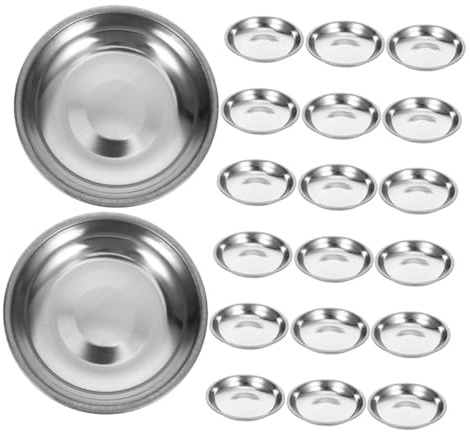 BESTYASH Lot de 20 Mini Assiettes à Sauce Inox 8 Cm en Acier Inoxydable, Anti-déversement, Polyvalentes pour Apéritif et Condiments, Soucoupes Rondes Empilables Cuisine et Restauration