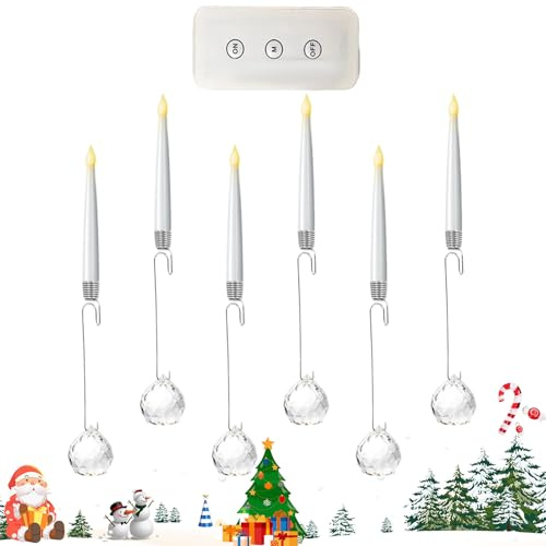 Dewireaey Velas Para Árbol De Navidad, Velas LED Sin Llama Decoración Navideña, 6 Unidades Decoración Navideña Iluminación Ambiental Para Exterior Ventana Chimenea Patio Jardín